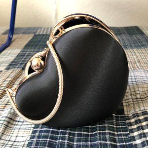 ALESSIA BLACK HEART SATIN CLUTCH